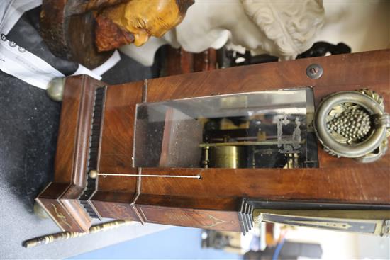 A large Regency brass inset mahogany repeating chiming bracket clock, width 19in. depth 9.5in. height 37.25in.